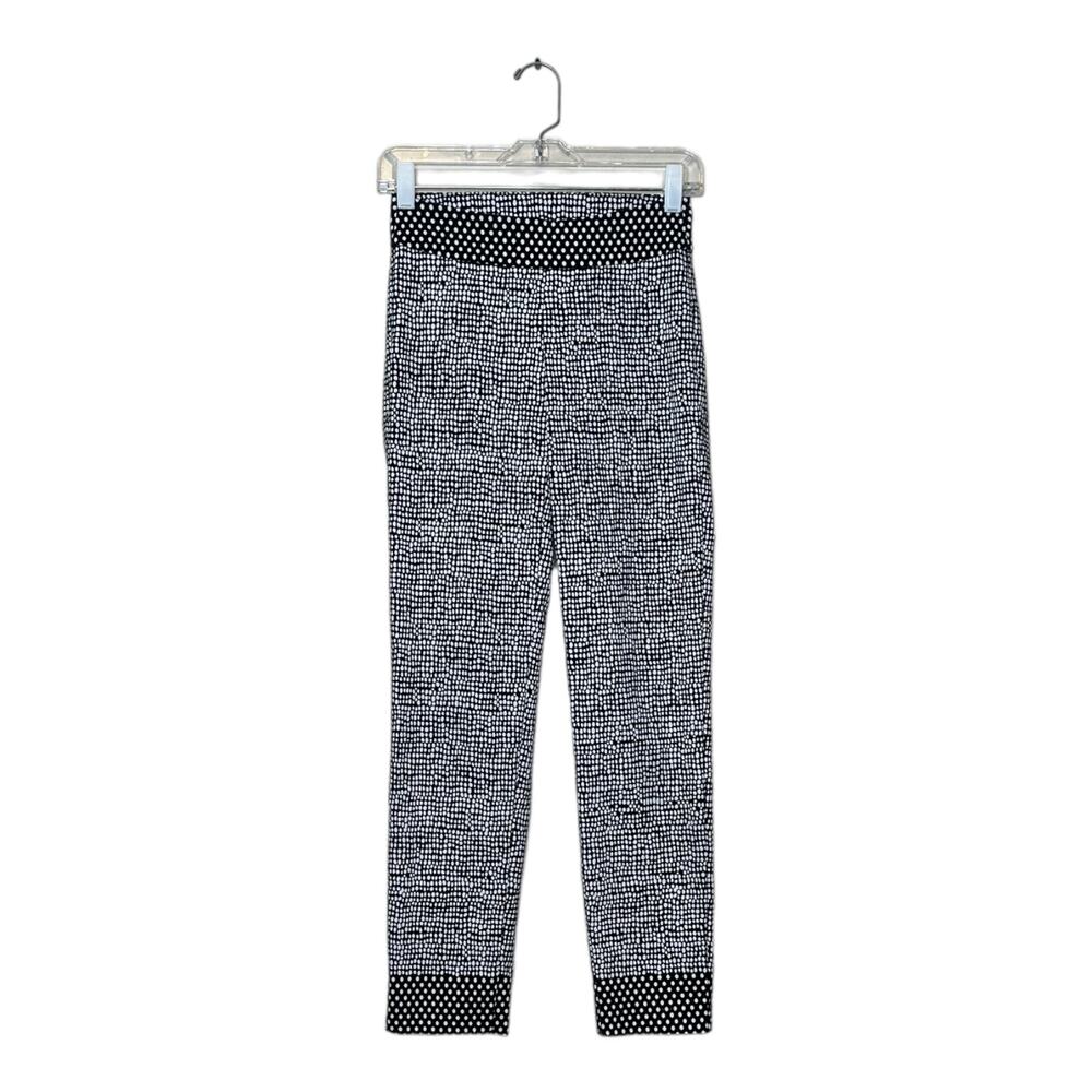 Raffinalla black white polka dots pull on crop stretch pants size XS